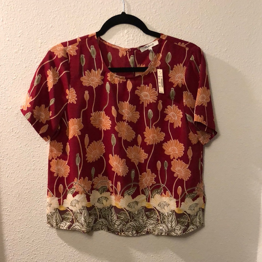 Madewell silk floral blouse NWT